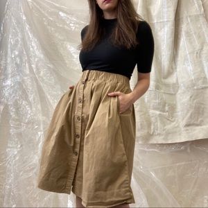 JCrew Khaki Button Midi Skirt